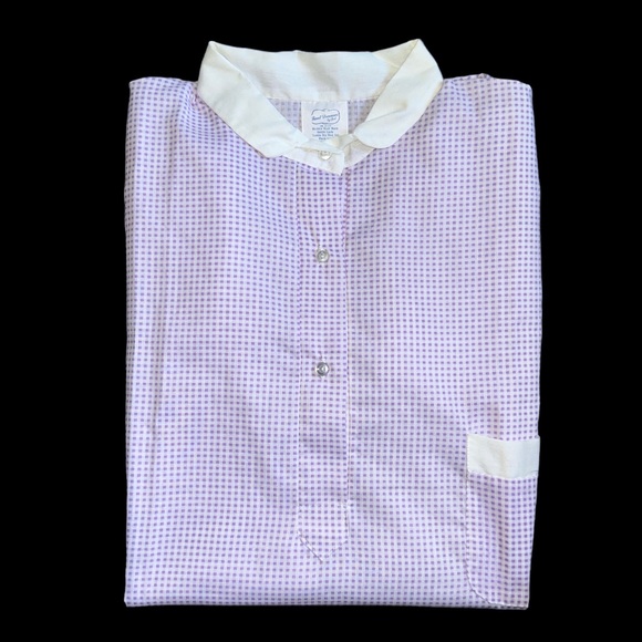 Vintage Sweet Dreams by Best Lavender and White Gingham Check Night Shirt Sz 42 - Picture 3 of 4